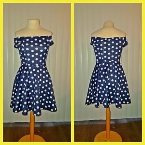 Navy Blue Polka-dot Vintage Dress
